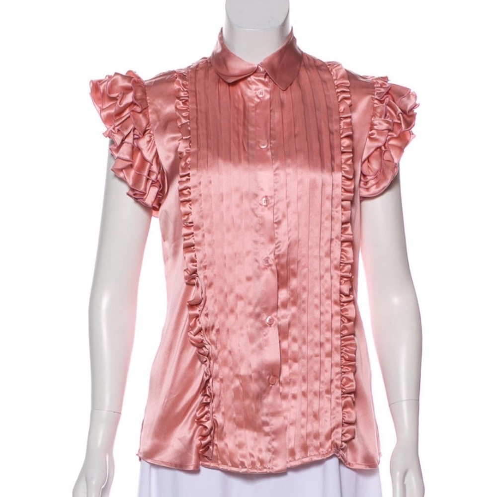 JUST CAVALLI SILK SATIN TOP size 6 #pristine #party #cavalli #satin #silk #work